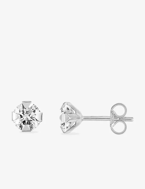 Boucles d'oreilles or blanc 375‰ et oxyde de zirconium SO OR