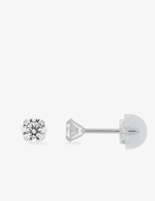 Boucles d'oreilles or blanc 375‰ et oxyde de zirconium SO OR