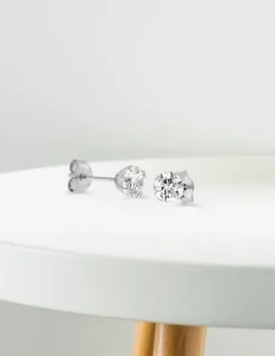 Boucles d'oreilles or blanc 375‰ et oxyde de zirconium SO OR