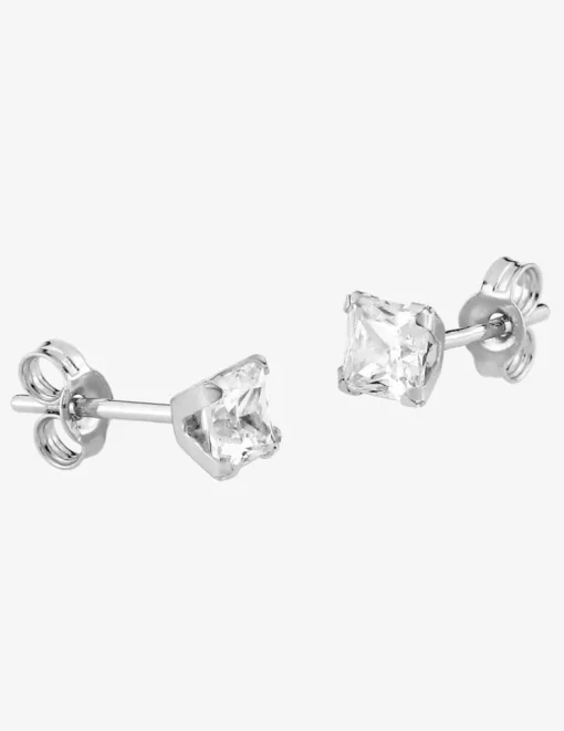 Boucles d'oreilles or blanc 375‰ et oxyde de zirconium SO OR