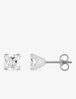 Boucles d'oreilles or blanc 375‰ et oxyde de zirconium SO OR
