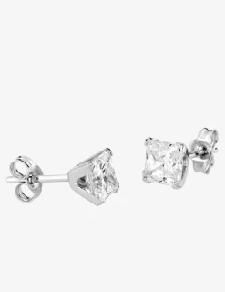 Boucles d'oreilles or blanc 375‰ et oxyde de zirconium SO OR