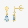 Boucles d'oreilles or jaune 750 ‰ topazes pendants SO OR