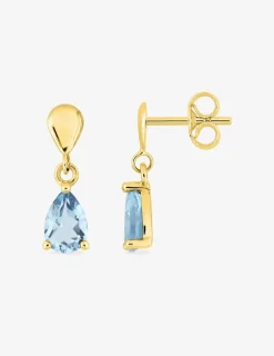 Boucles d'oreilles or jaune 750 ‰ topazes pendants SO OR