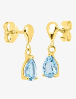 Boucles d'oreilles or jaune 750 ‰ topazes pendants SO OR