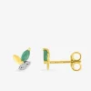 Boucles d'oreilles or jaune 750 ‰, émeraude et rhodium SO OR