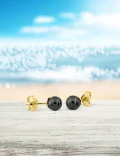 Boucles d'oreilles or jaune 375‰ et perle 5 mm SO OR