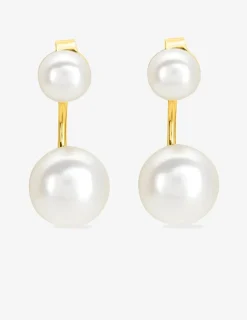Boucles d'oreilles or jaune 375‰ et perles 5 mm et 8 mm SO OR