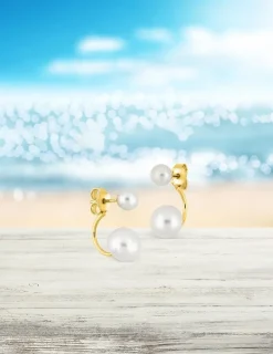 Boucles d'oreilles or jaune 375‰ et perles 5 mm et 8 mm SO OR