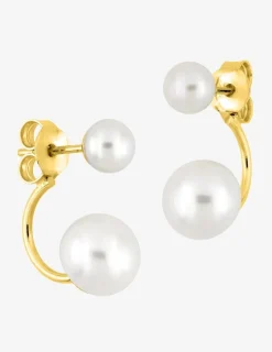 Boucles d'oreilles or jaune 375‰ et perles 5 mm et 8 mm SO OR