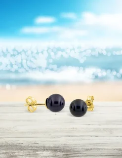 Boucles d'oreilles or jaune 375‰ et perle 6 mm SO OR