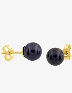 Boucles d'oreilles or jaune 375‰ et perle 6 mm SO OR