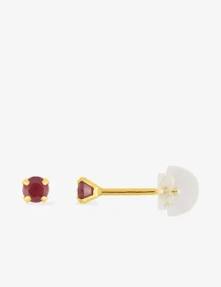 Boucles d'oreilles or jaune 375‰ et rubis SO OR