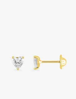 Boucles d'oreilles or jaune 750 ‰ et oxyde de zirconium cœur SO OR