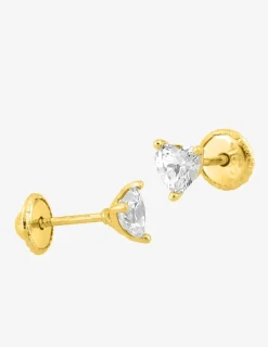 Boucles d'oreilles or jaune 750 ‰ et oxyde de zirconium cœur SO OR