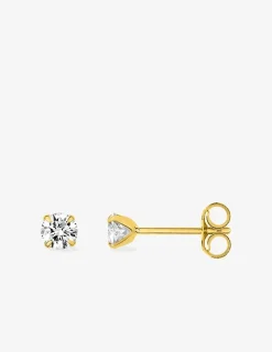 Boucles d'oreilles or jaune 750 ‰, oxyde de zirconium 3,5 mm SO OR