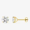 Boucles d'oreilles or jaune 750 ‰, oxyde de zirconium 6 mm SO OR
