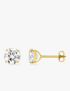 Boucles d'oreilles or jaune 750 ‰, oxyde de zirconium 6 mm SO OR
