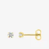 Boucles d'oreilles or jaune 750 ‰, oxyde de zirconium 3 mm SO OR