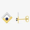 Boucles d'oreilles or jaune 750 ‰, saphir et rhodium SO OR