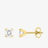 Boucles d'oreilles or jaune 750 ‰, oxyde de zirconium carré 4 mm SO OR