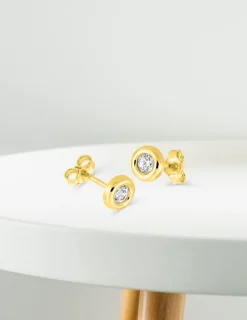 Boucles d'oreilles or jaune 750 ‰, oxyde de zirconium SO OR