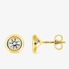 Boucles d'oreilles or jaune 750 ‰, oxyde de zirconium 4 mm serti clos SO OR