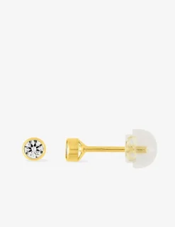 Boucles d'oreilles or jaune 750 ‰, oxyde de zirconium 3 mm serti clos SO OR