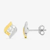 Boucles d'oreilles or jaune 750 ‰, oxyde de zirconium carré et rhodium SO OR