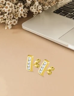 Boucles d'oreilles or jaune 750 ‰ et oxyde de zirconium SO OR