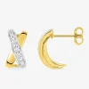 Boucles d'oreilles or jaune 375 ‰, rhodium et oxydes de zirconium SO OR