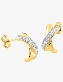 Boucles d'oreilles or jaune 375 ‰, rhodium et oxydes de zirconium SO OR