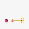 Boucles d'oreilles or jaune 750‰ et rubis 3 mm SO OR