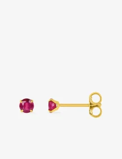 Boucles d'oreilles or jaune 750‰ et rubis 3 mm SO OR