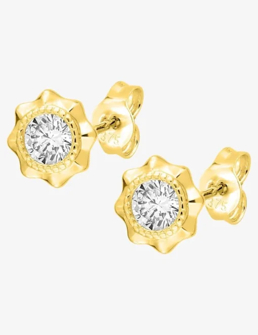 Boucles d'oreilles or jaune 375‰ et oxyde de zirconium SO OR