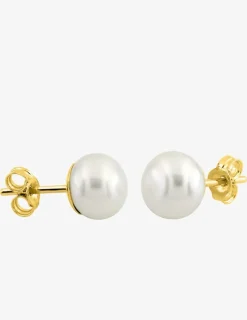 Boucles d'oreilles or jaune 375‰ et perle 7 mm SO OR