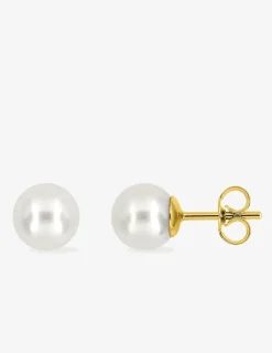Boucles d'oreilles or jaune 375‰ et perle 6 mm SO OR