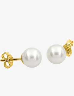 Boucles d'oreilles or jaune 375‰ et perle 6 mm SO OR