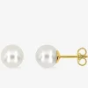 Boucles d'oreilles or jaune 375‰ et perle 7 mm SO OR