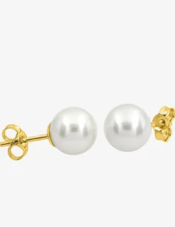 Boucles d'oreilles or jaune 375‰ et perle 7 mm SO OR