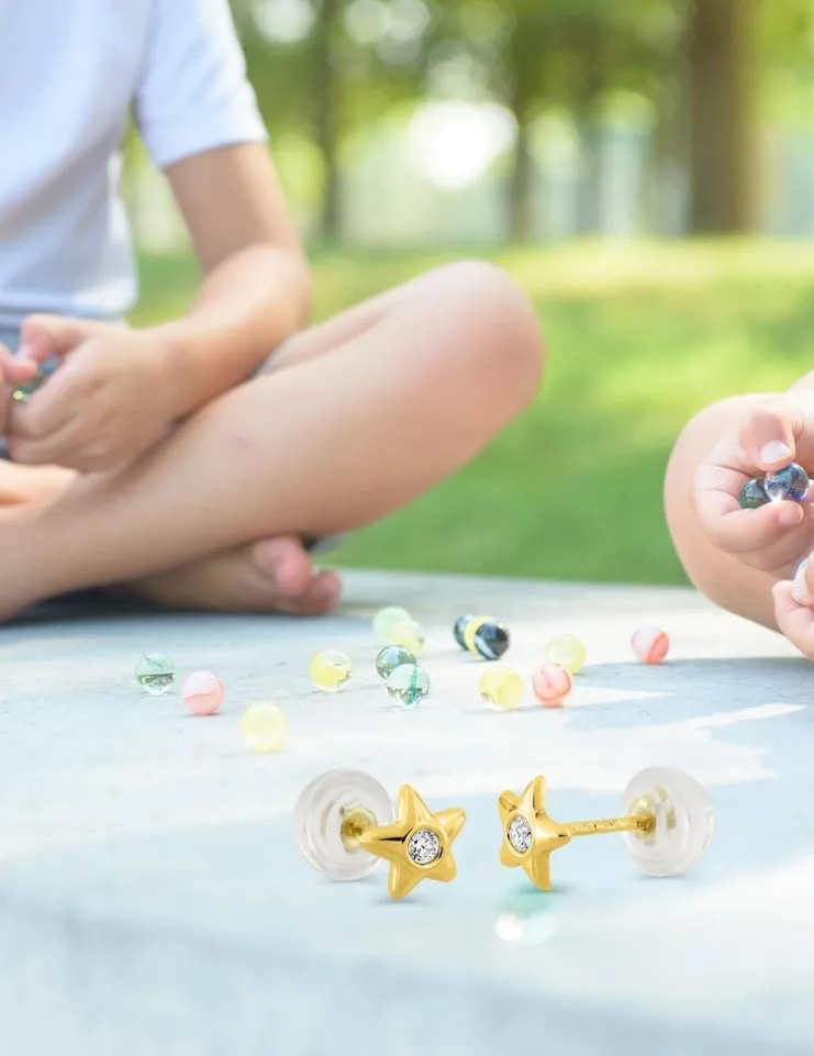 Boucles d'oreilles or jaune 375‰ et oxyde de zirconium SO OR