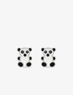 Boucles d'oreilles pandas argent 925 ‰ laque noir et blanc SO OR