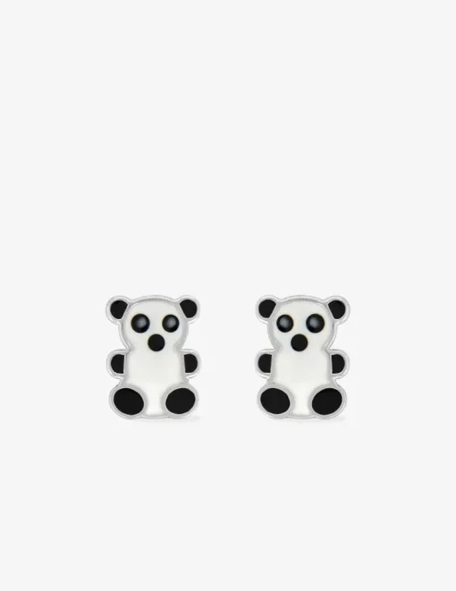 Boucles d'oreilles pandas argent 925 ‰ laque noir et blanc SO OR