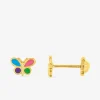 Boucles d'oreilles papillon or jaune 375‰ et laque SO OR
