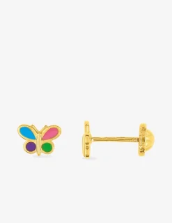 Boucles d'oreilles papillon or jaune 375‰ et laque SO OR