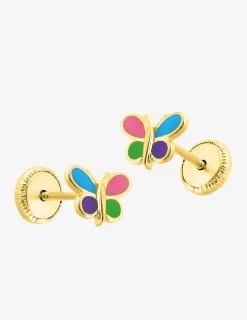 Boucles d'oreilles papillon or jaune 375‰ et laque SO OR