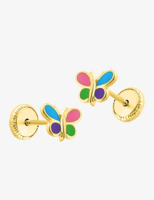 Boucles d'oreilles papillon or jaune 375‰ et laque SO OR