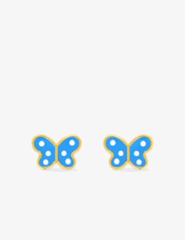 Boucles d'oreilles papillon or jaune 375‰ et laque SO OR