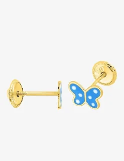 Boucles d'oreilles papillon or jaune 375‰ et laque SO OR
