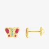 Boucles d'oreilles papillon or jaune 375‰ et laque SO OR